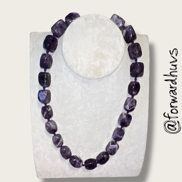 Hand-Knotted Chunky Amethyst Bead Necklace - Picture 8 of 9